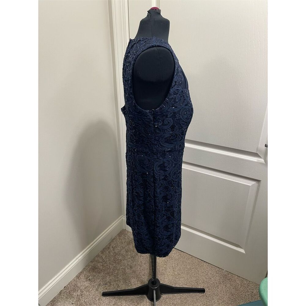 City Triangles Navy Blue Knee Length Dress Bedazzled Halter Size 13. Sku157 - Picture 4 of 16